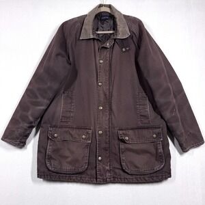 Lands End Jacket Men XL Tall Chore Coat Barn Field Canvas Quilted Workwear Brown